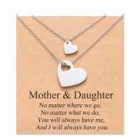 Aunis Mother Daughter Necklace 2/3 Sets Matching Hearts Jewellry Gifts for Mom Mummy Daughters-  A002-Heart