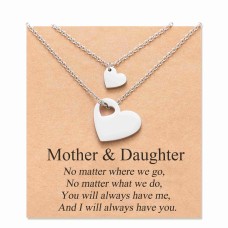 Aunis Mother Daughter Necklace 2/3 Sets Matching Hearts Jewellry Gifts for Mom Mummy Daughters-  A002-Heart