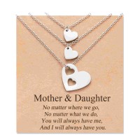 Aunis Mother Daughter Necklace 2/3 Sets Matching Hearts Jewellry Gifts for Mom Mummy Daughters-  A002-Mother 2 Daughters