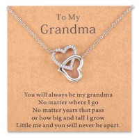 Aunis Grandma Necklace Interlocking Heart Jewelry Gifts for Grandma Nana from-A001-Heart