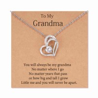 Aunis Grandma Necklace Interlocking Heart Jewelry Gifts for Grandma Nana from Granddaughter-A001- Double Heart