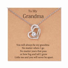 Aunis Grandma Necklace Interlocking Heart Jewelry Gifts for Grandma Nana from Granddaughter-A001- Double Heart