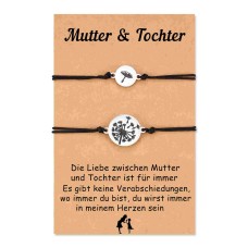 Aunis Mutter Tochter Armband Sets Für 2 Herz Armbänder Schmuck Geschenke für Mama Tochter Weihnachten Muttertag-  A004-Mutter Tochter Dandelion