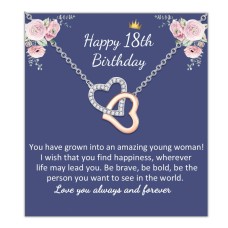 Aunis 21st Birthday Gifts for Her/18th Birthday Gifts for Girls, Interlocking Heart Necklace for Girl/Women Birthday-A006-18TH Birthday