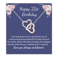 Aunis 21st Birthday Gifts for Her/18th Birthday Gifts for Girls, Interlocking Heart Necklace for Girl/Women Birthday-A006-21TH Birthday