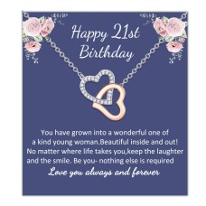 Aunis 21st Birthday Gifts for Her/18th Birthday Gifts for Girls, Interlocking Heart Necklace for Girl/Women Birthday-A006-21TH Birthday