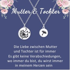 Aunis Mutter Tochter Kette für 2 Löwenzahn/Passendes Herz Halskette Geschenke für Mama Tochter-A006-Dandelion