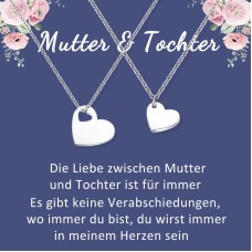 Aunis Mutter Tochter Kette für 2 Löwenzahn/Passendes Herz Halskette Geschenke für Mama Tochte-A006-Match Hearts