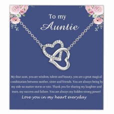 Aunis Auntie Gifts Interlocking Hearts Necklace Gifts for Best Auntie Christmas Birthday- A009-Connected Hearts