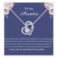 Aunis Auntie Gifts Interlocking Hearts Necklace Gifts for Best Auntie Christmas Birthday-A009-Double Hearts