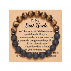 Aunis Uncle Gifts Natural Lava Stone Bracelets Birthday Gifts for Him Father's Day Thanksgiving Day Christmas  C-010-uncle