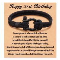 Aunis 21st Birthday Gifts for Men Braided Rope Bracelets Gifts for Him Son Friend Boyfriend C-011-21st birthday