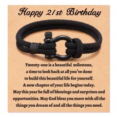 Aunis 21st Birthday Gifts for Men Braided Rope Bracelets Gifts for Him Son Friend Boyfriend C-011-21st birthday