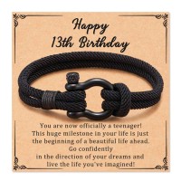 Aunis 13th Birthday Gifts for Boys Braided Rope Bracelets Gifts for Him Son Friend Brother C-011-13th birthday