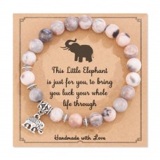 Aunis Elephant Gifts for Women Pink Natural Stone Bracelet Good Luck Gifts for Friends Women Girls for Christmas Birthday C-013-pink elephant