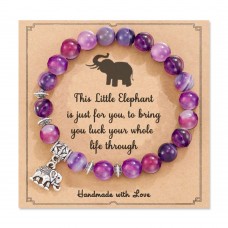 Aunis Elephant Gifts for Women Purple Natural Stone Bracelet Good Luck Gifts for Friends Women Girls for Christmas Birthday C-013-purple elephant