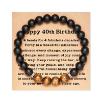 Aunis 40th Birthday Gifts for Men Black Onyx Brown Tiger Eye Stone Beaded Bracelet Birthday Gifts for Men Him C-018-40th