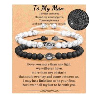 Aunis Gifts for Him 2 Pcs Couple Bracelets, to My Man Anniversary Jewelry Gifts 100 Languages I Love You Gifts for Husband Wife Boyfriend Girlfriend C-002-to my man