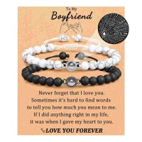 Aunis Boyfriend Gifts for Couple 2 Pcs Couple Bracelets, Anniversary Jewelry Gifts for Him 100 Languages I Love You Gifts for Husband Wife Boyfriend Girlfriend C-002-to my boyfriend