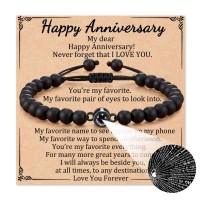 Aunis Happy Anniversary Jewelry Gifts for Him 100 Languages I Love You Valentines Day Bracelets for Boyfriend Husband C-002-gifts for my dear