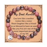 Auntie Christmas Gifts Bean Pink Nature Stone Bracelet Gifts for Women Birthday Gifts for Best Auntie  C-021-bean pink-auntie