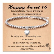 Aunis 16th Birthday Gifts Girl Heart Bracelets Birthday Gifts for Her Teenage Gifts Girls for Best Friend Daughter C-006-sweet 16