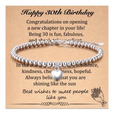 Aunis 30th Birthday Gifts for Women Heart Bracelet Birthday Gifts for Her Friend Wife Mum Sister C-006-30th birthday