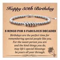 Aunis 50th Birthday Gifts for Women Five Rings Bracelet Birthday Presents for Friend Mum Auntie C-006-50th birthday