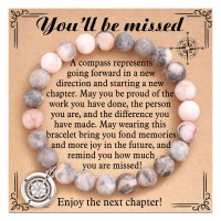 Aunis Leaving Gifts for Colleagues Women 2023 Coworker Good Bye Gifts Compass Bracelet for Friend Teachers C-007-you'll be missed